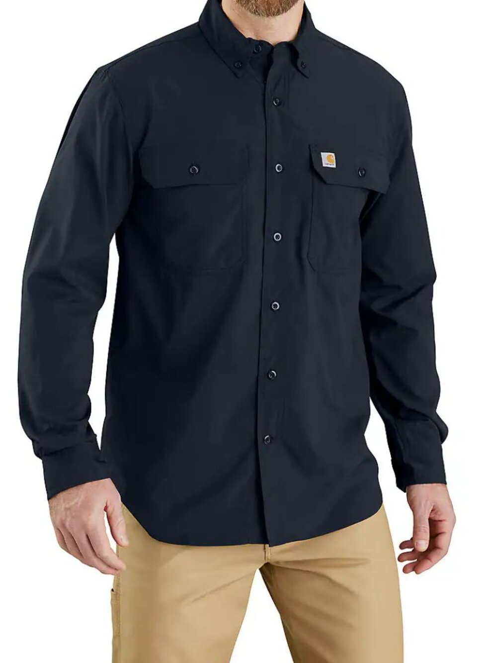 Carhartt Men's UPF50+ Force Sun Defender Chambray Relaxed Long Sleeve Shirt READ